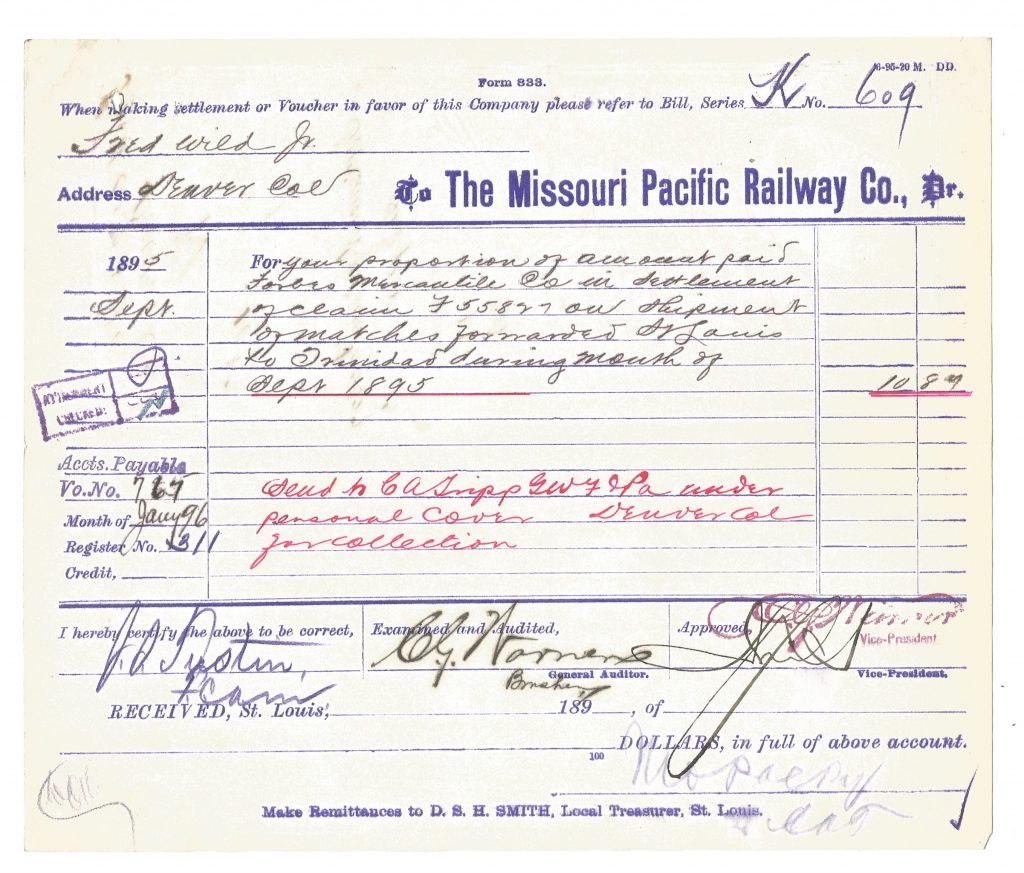 The Missouri Pacific Railway Company Bill Form 1895 – Caribou Antiques