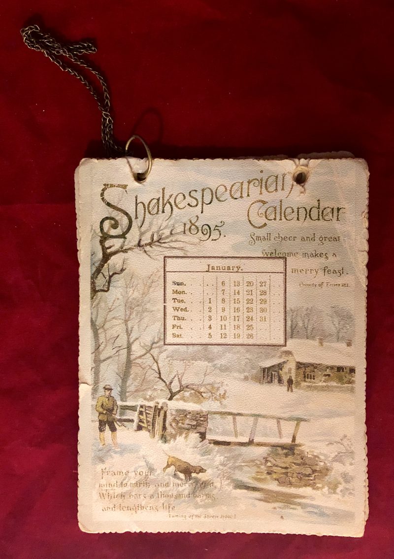 Shakespearian Full Color Calendar 1895 Kis Me Gum Co Louisville
